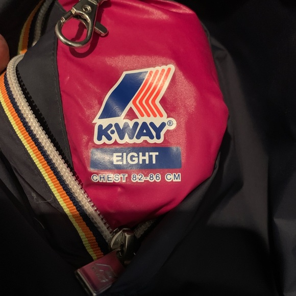 Women’s small K-WAY Denise Thermo Plus 3/4 length jacket navy & pink - Picture 5 of 8